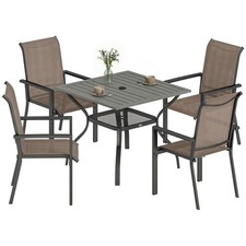 Outsunny 5 Pieces Outdoor Dining Set for 4, Grey and Khaki