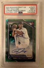 2024 Bowman Draft Sapphire Trey Yesavage Chrome Green Auto /99 PSA 9 Auto 10