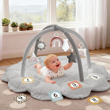5-In-1 Thick Plush Baby Play Gym, Baby Play Mats for Floor, Tummy Time Mat wit