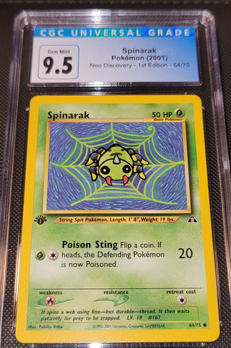 Spinarak (1st Edition) graded CGC 9.5 for sale on eBay