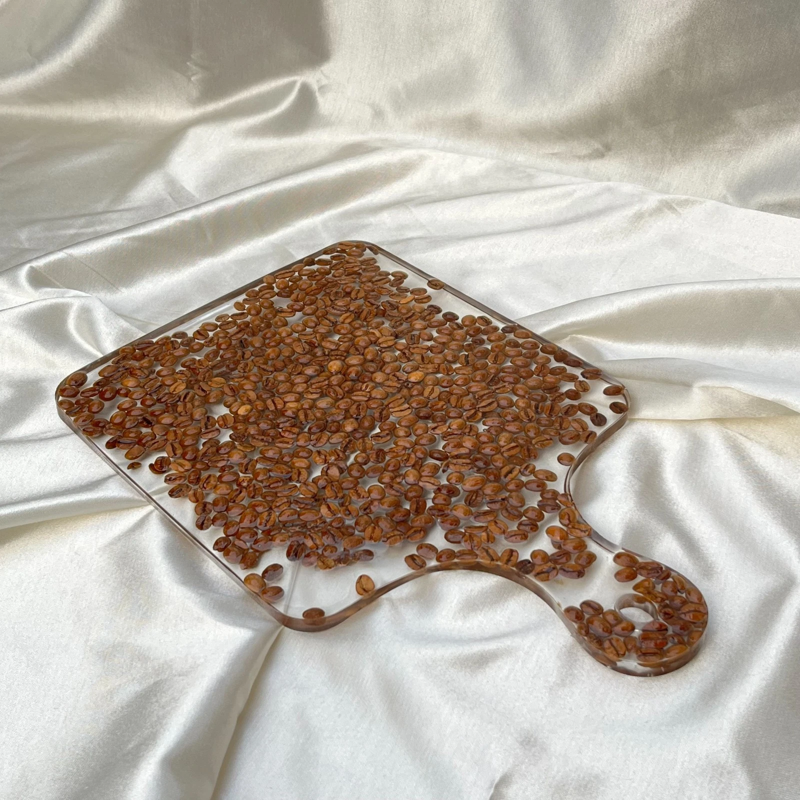 Handmade Epoxy Cutting Board with Coffee Beans – Decorative Serving Board