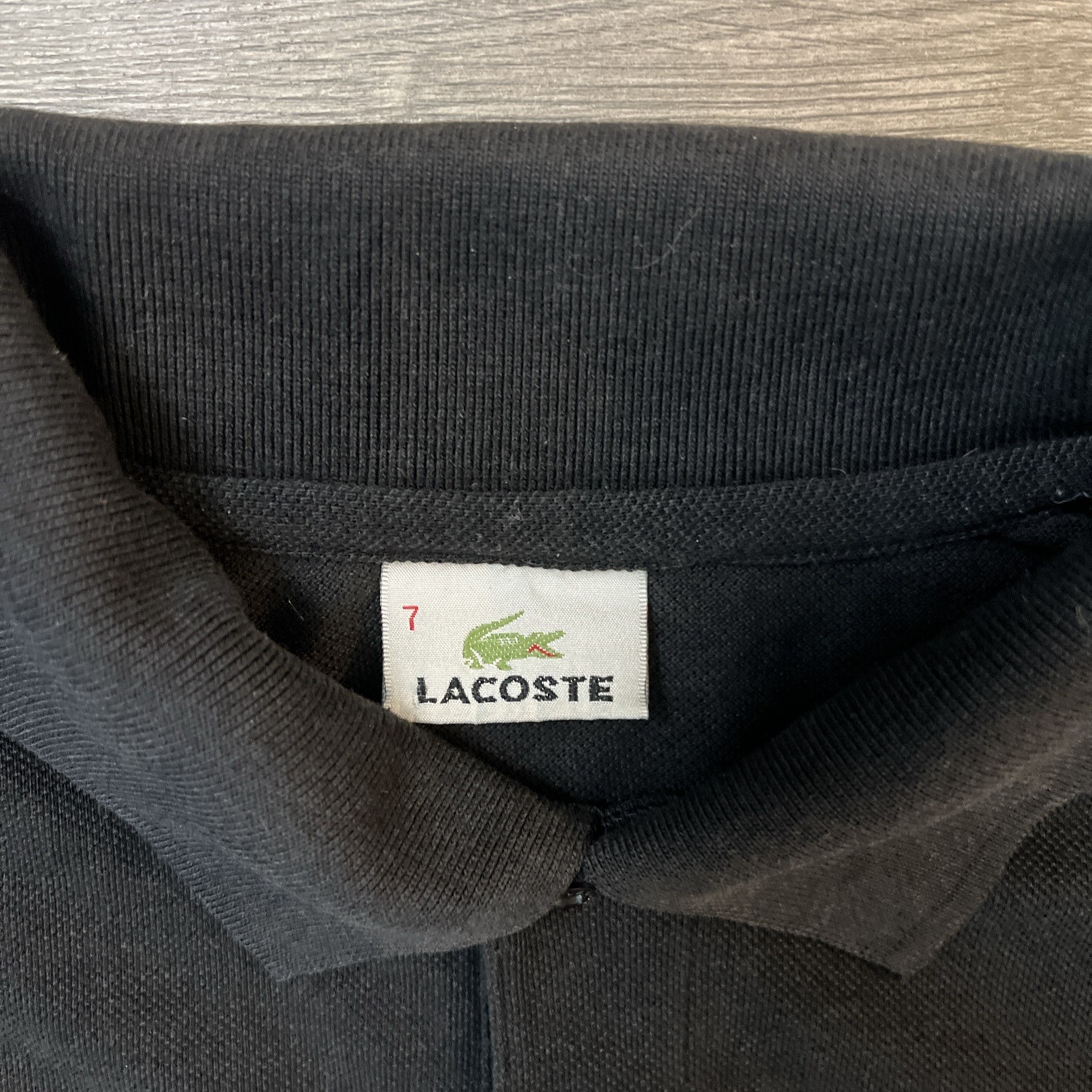 Lacoste Mens Sz 7 Knit Polo Shirt Black Short Sleeve  thumbnail 2