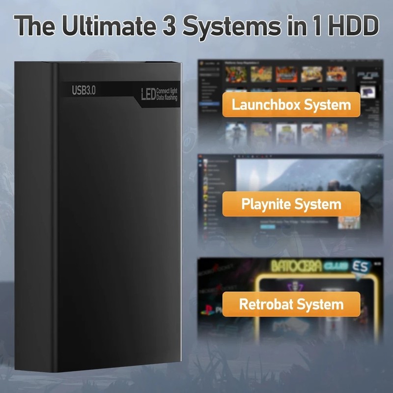 New Mix 500G Retro Video Game Emulator Console Built-in 38000+ Games Hard Drive