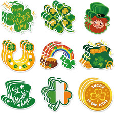 St Patrick'S Day Cutouts, 54Pcs Paper Lucky Irish Gold Shamrock Cutouts for Bull