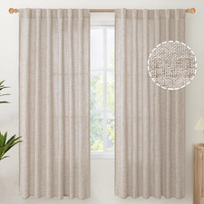 Natural Linen Curtains 72 Inch Length 2 Panels for Living Room - Light Filtering