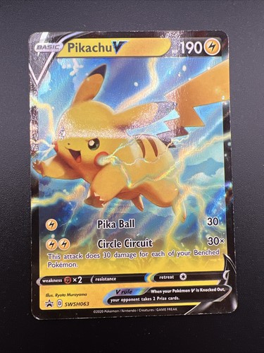 2020 Pokemon Pikachu V SWSH063 Black Star Promo Holo Rare 190 HP