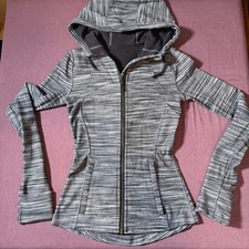 Lululemon Hooded Define Jacket Nulu Heathered Black/White/Black - Size 2 FLAW 
