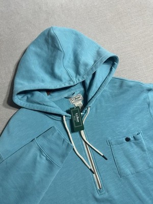 NWTS L.L.Bean Lakewashed Hoodie Sweatshirt 1/2 Zip Pullover Men's XL Sea Blue