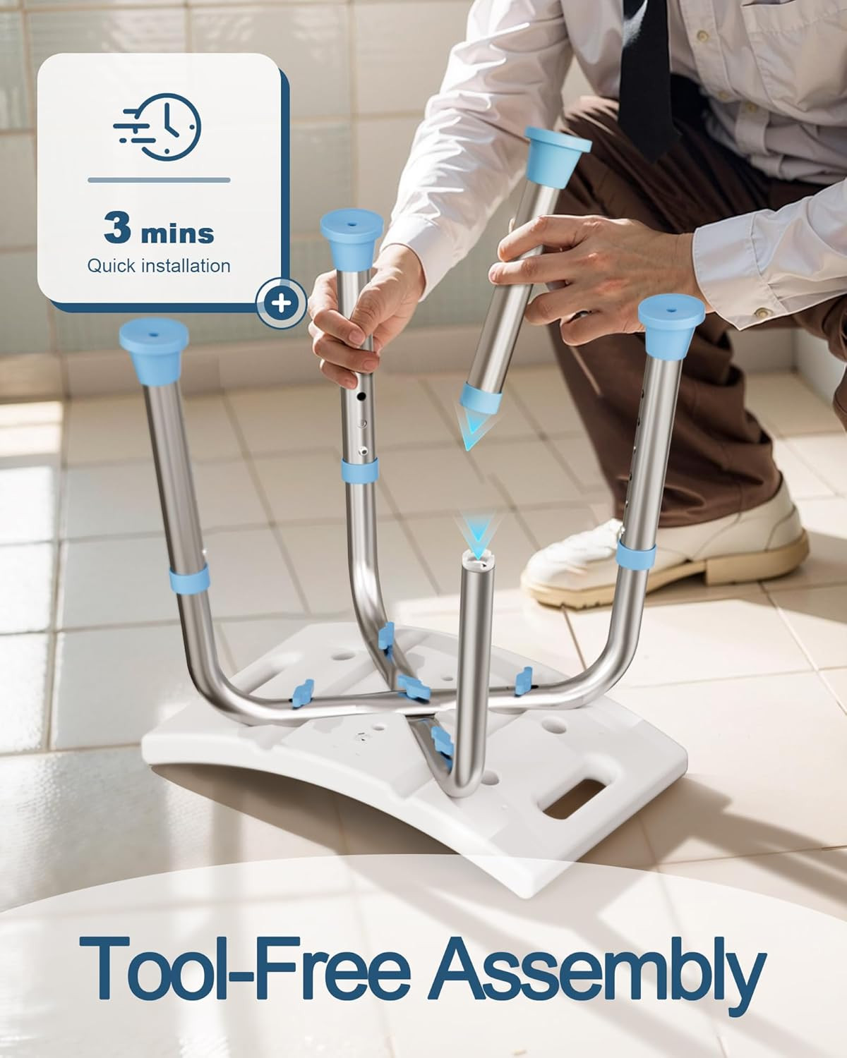 Shower Chair for inside Shower, 400 Lbs Adjustable Shower Stool with Suction Fee