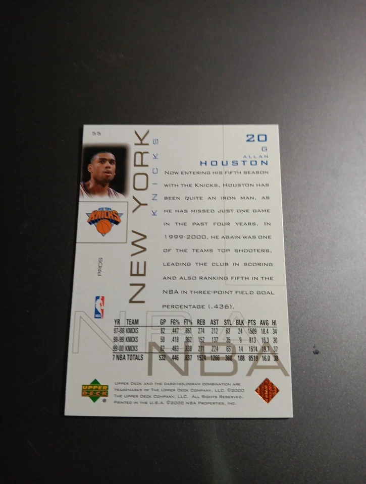 2000-01 Upper Deck Pros & Prospects - Allan Houston #55 - Image 2 of 2