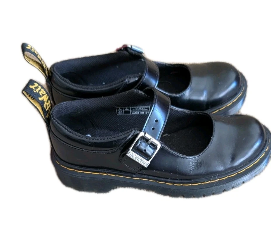 Dr. Martens MJ Bex Zapatos Cuero Negro Mary Jane Vestido Botas Niñas Talla 2 EE. UU. Foto 2 de 4