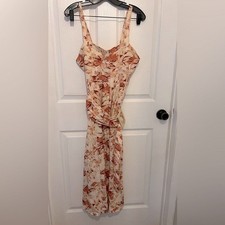 ASOS DESIGN Women’s Cream & Burnt Orange Floral Sleeveless Belted Midi Dress