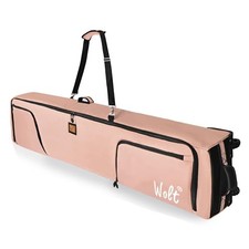 Rolling Ski Bag,Padded Snowboard Bag with Wheels for Air Travel, 190 Lightpink