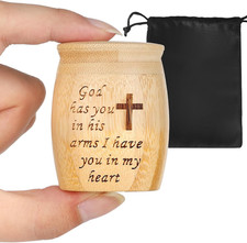 Small Urns for Human Ashes Set of 1, Made of Bamboo, Mini Keepsake Cremation Urn