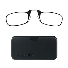 ThinOPTICS Universal Pod Rectangular Reading Glasses, Black Frames/Black Case...