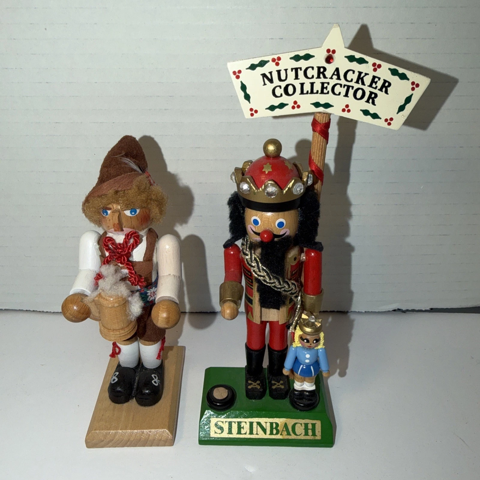 2 Steinbach Nutcracker Collector Figurine Volkskunst Germany Handmade 6.5” & 5”