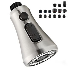 Pull Down Kitchen Faucet Head Replacement Brushed Nickel with 15 Adapters