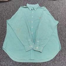 Ralph Lauren Formal Shirt Mens XL Green Checkered Classic Fit Logo Button Up