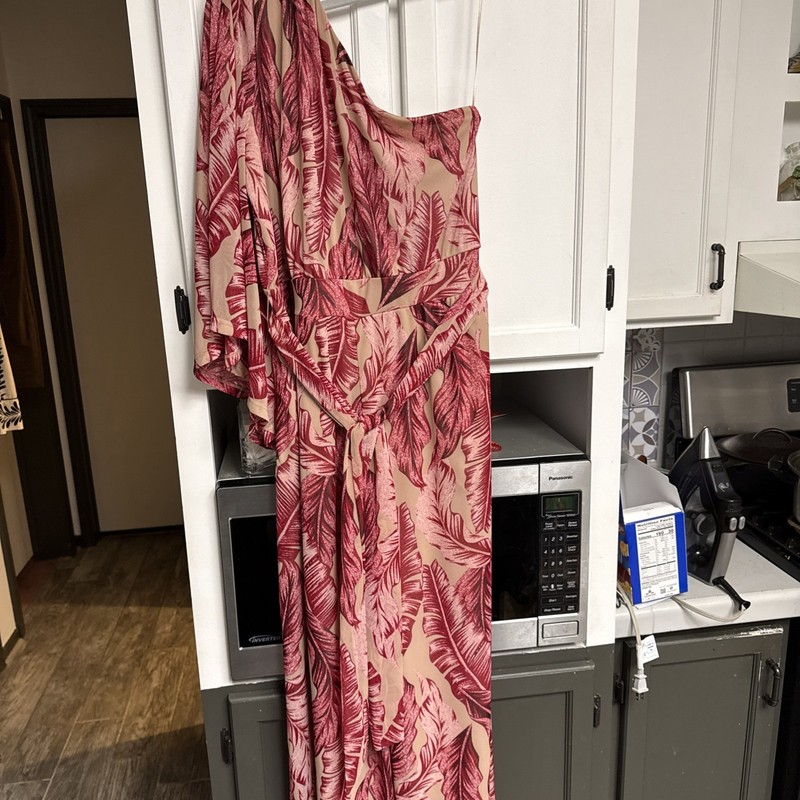Pre-owned G By Giuliani Off The Shoulder Wide leg  Fuchsia & Tan Jumpsuit XL