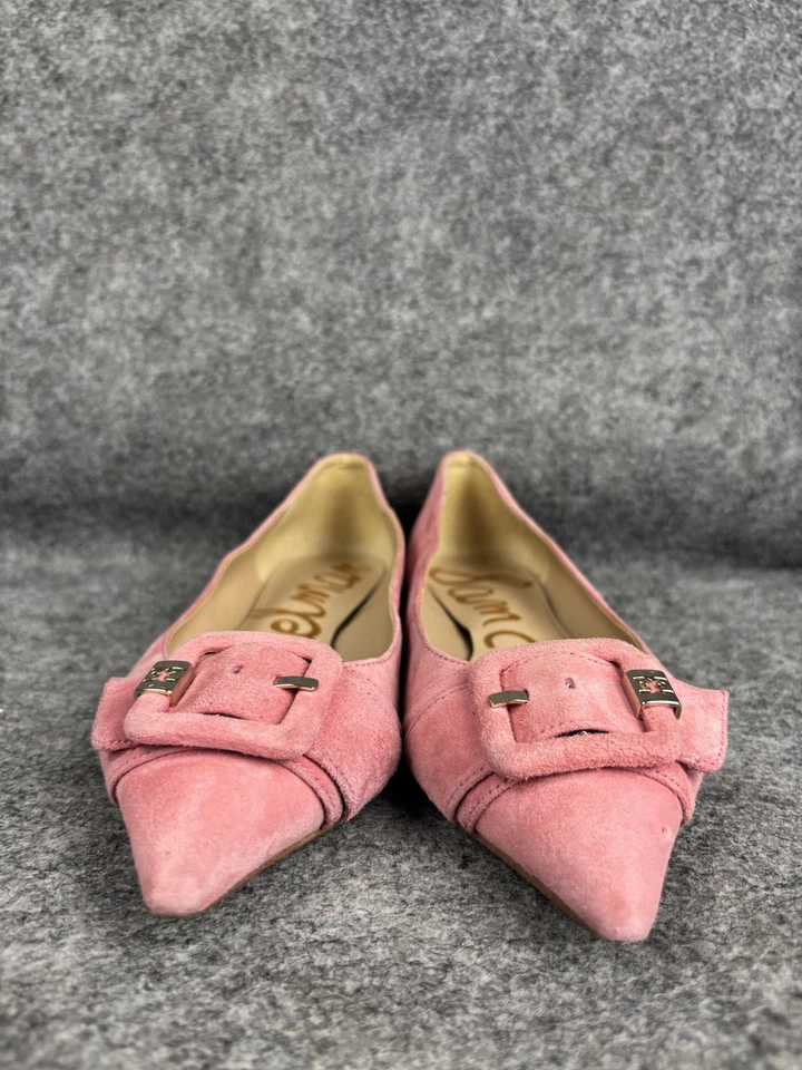 Zapatos planos de ballet Sam Edelman para mujer talla 7,5 rosa gamuza punta hebilla Foto 2 de 4