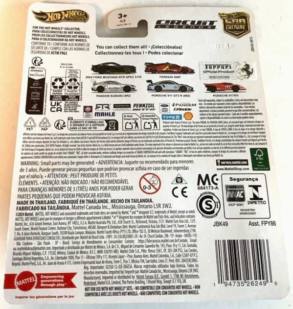 NEW Hot Wheels Premium Car Culture Circuit Legends JBK49 FERRARI