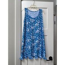 Draper James Blue and White Sleeveless Floral Dress/Nightgown