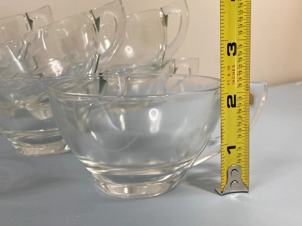 冲孔碗杯 8 件套复古 4 盎司经典 3.5 英寸 x 2 英寸透明玻璃套装 G — 第 4/4 张图片