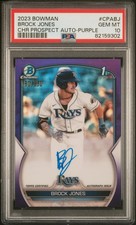 2023 BOWMAN CHROME PROSPECT AUTOGRAPHS BROCK JONES PURPLE REFRACTOR /250 PSA 10!
