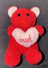Commonwealth Mini Red Teddy Bear Plush 4” Holding Pink Heart ANGEL Pillow