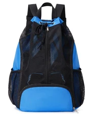 Swim Bag Mesh Drawstring Backpack with Shoe Compartment Sports Gym Sackpack w...