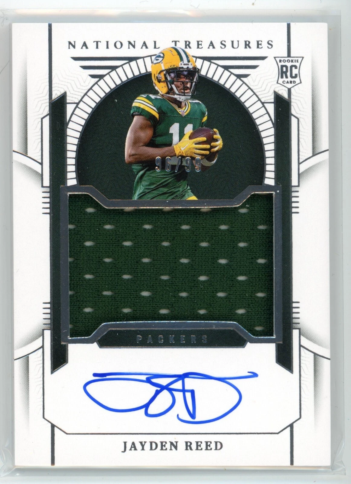 Jayden Reed 2023 Panini National Treasures Rookie Patch Auto Purple /49 RPA 172