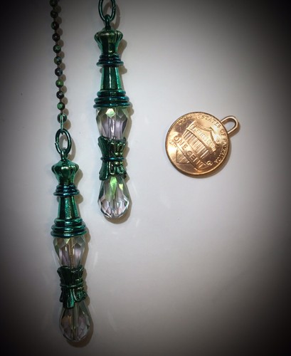 Handcrafted Electroplated Sea Green Blue Teal Theme Ceiling Fan Pull - Picture 4 of 4