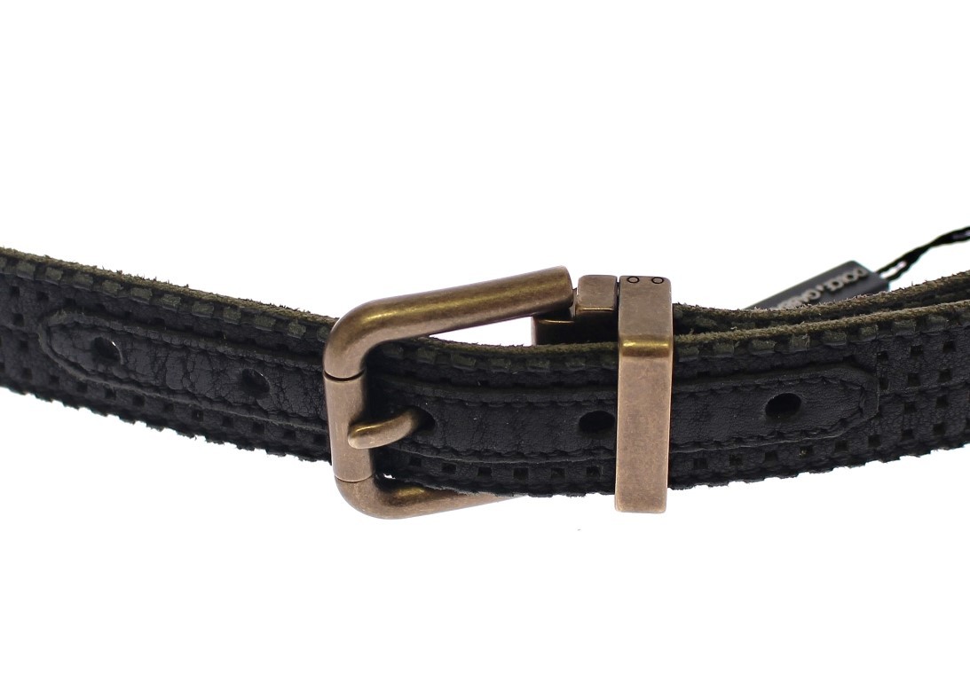 DOLCE & GABBANA Blue Leather Logo Belt Cintura Gürtel s