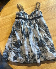 Ann Taylor LOFT Size 4 Gray Black Frayed Distressed Dress Shabby Chic