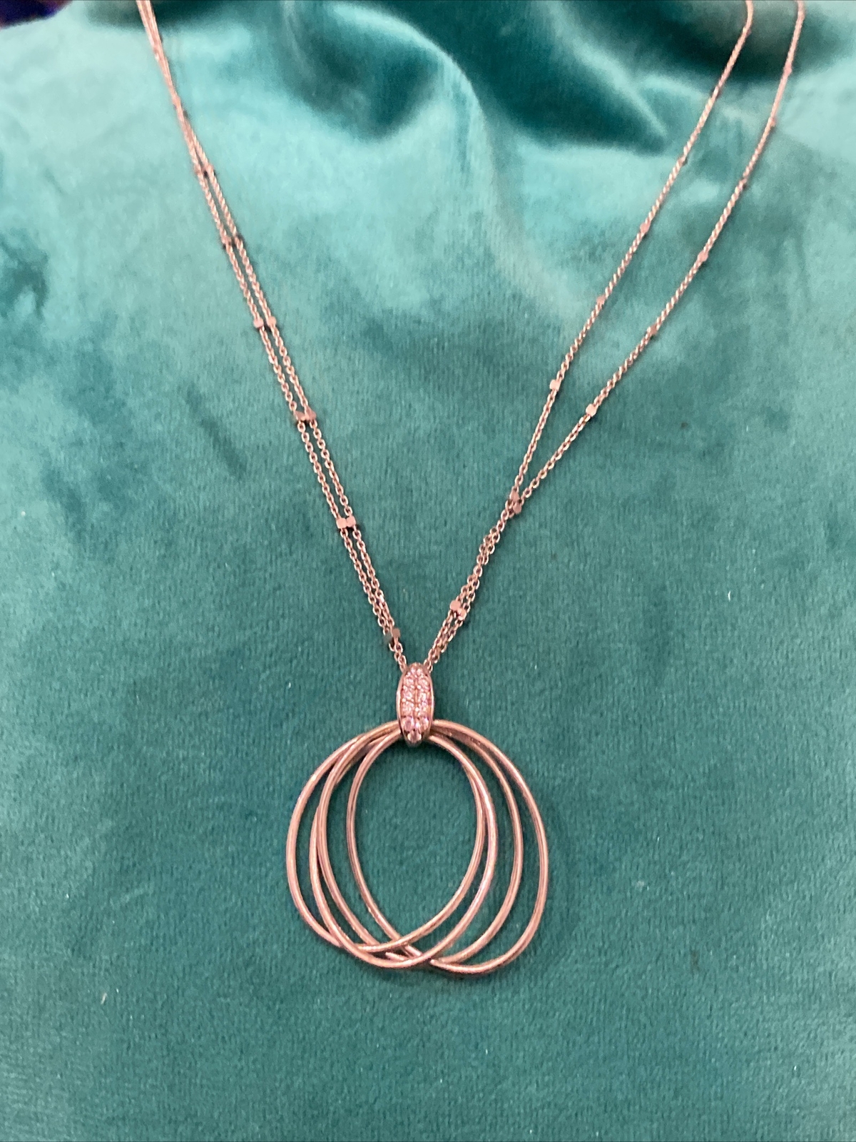 Sterling Silver Multi Interlocking Circle CZ Pend… - image 1