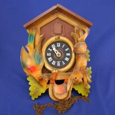 Vintage German E.Schmeckenbecher Cuckoo Clock–Hand-Carved Untested Parts/Repair