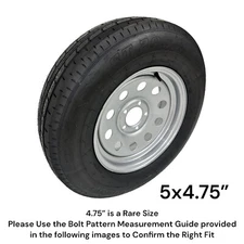 ST205/75R15 Radial Trailer Tire on Rim  LRC 5 Lug Silver Modular Wheel 5 x 4.75"