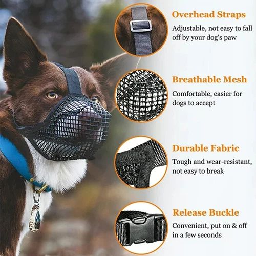 Dog Muzzle Anti-Biting Chewing Licking Anti-lick Pet Muzzle Comfortable Adjust - Picture 7 of 13