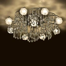 European bedroom ceiling light Crystal LED Flower living room dining flush lamp