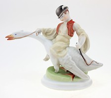 Vintage Herend Boy Riding on Goose Figurine