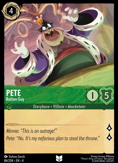 Pete Rotten Guy 86/204 Uncommon COLD FOIL Disney Lorcana - Ursula's Return NM