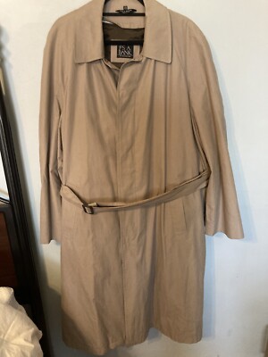 JOS A BANK Khaki Beige Cotton Blend Trench Coat w/ Removable Warmer Liner 42R