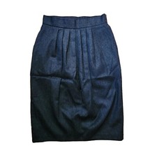 VTG 100 Wool Herringbone Tweed Pleat Pencil Skirt Career Old Money Academia