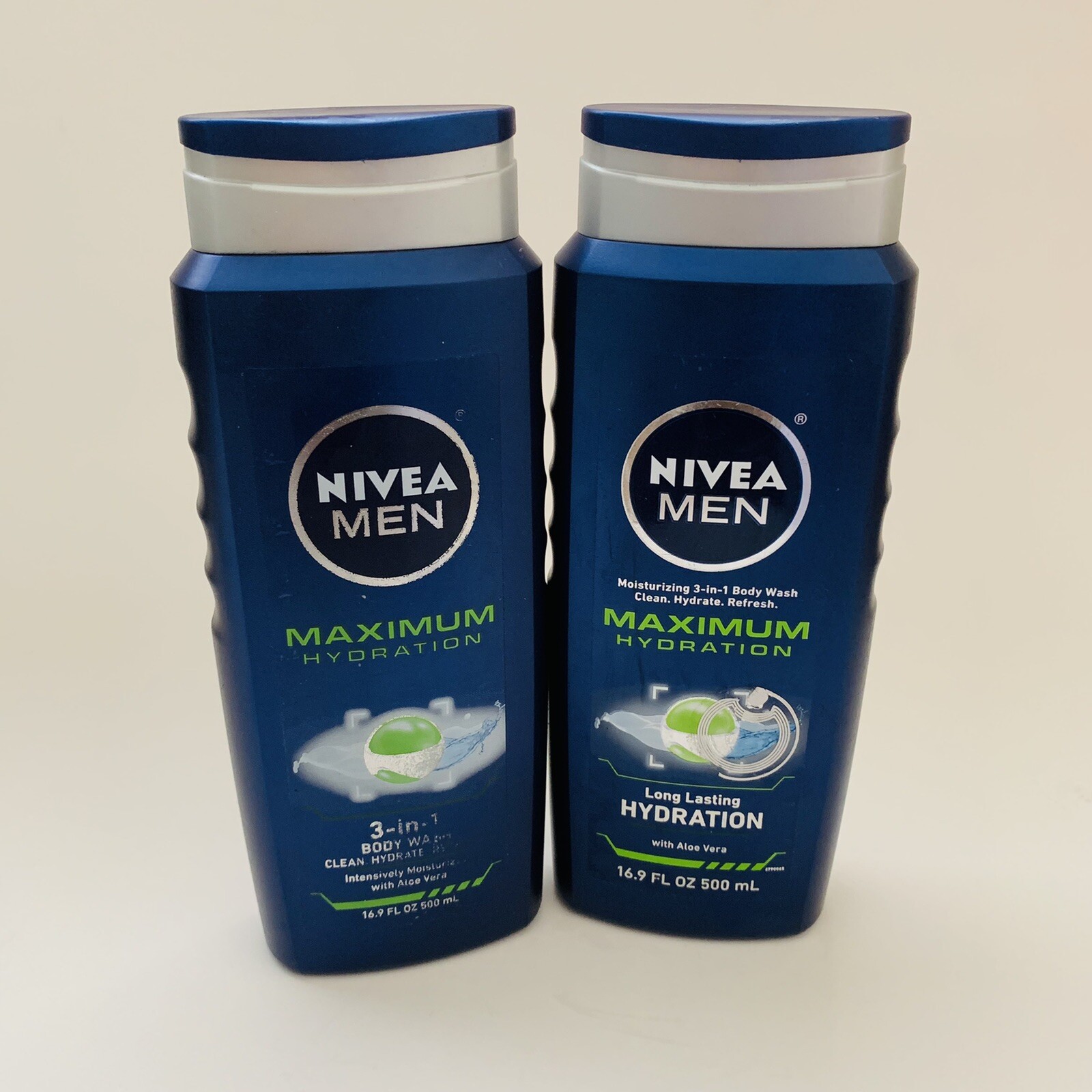 2 Nivea Men Maximum Hydration 3 In 1 Body Wash 16.9 Fl oz Each
