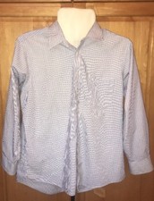 Chaps Dress Shirt 17-17 1/2 x 34/35 XL Blue Gold Stripes Classic EUC