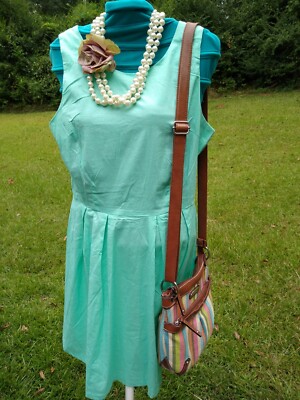 NWT Rue 21 Sleeveles Semi Casual Green Dress New w/tag (Necklace & bag not  incl) | eBay