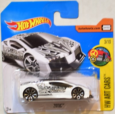 HOT WHEELS 2017 HW ART CARS ZOTIC #3/10 WHITE SHORT CARD ...