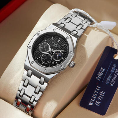 WLISTH Damen Lässige Edelstahl Quarz Armbanduhr Wasserdicht SILBER SCHWARZ