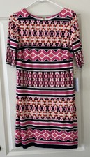 NWT Eliza J Geometric Printed Jersey Shift Dress Pink Size 6 Reg $118