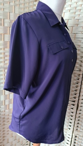 90s Vintage Size 18 JANIQUE violet Dark Purple Ladies Blouse Shirt RR106 - Picture 10 of 11